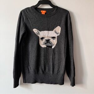 JOE FRESH Women's Sweater Gray Frenchie French Bulldog Cotton Wool XS